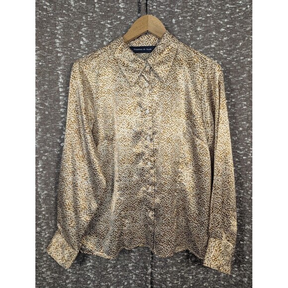 Preston‎ & York Satin Button Up Collared Blouse Women's Size 14 - Picture 1 of 8